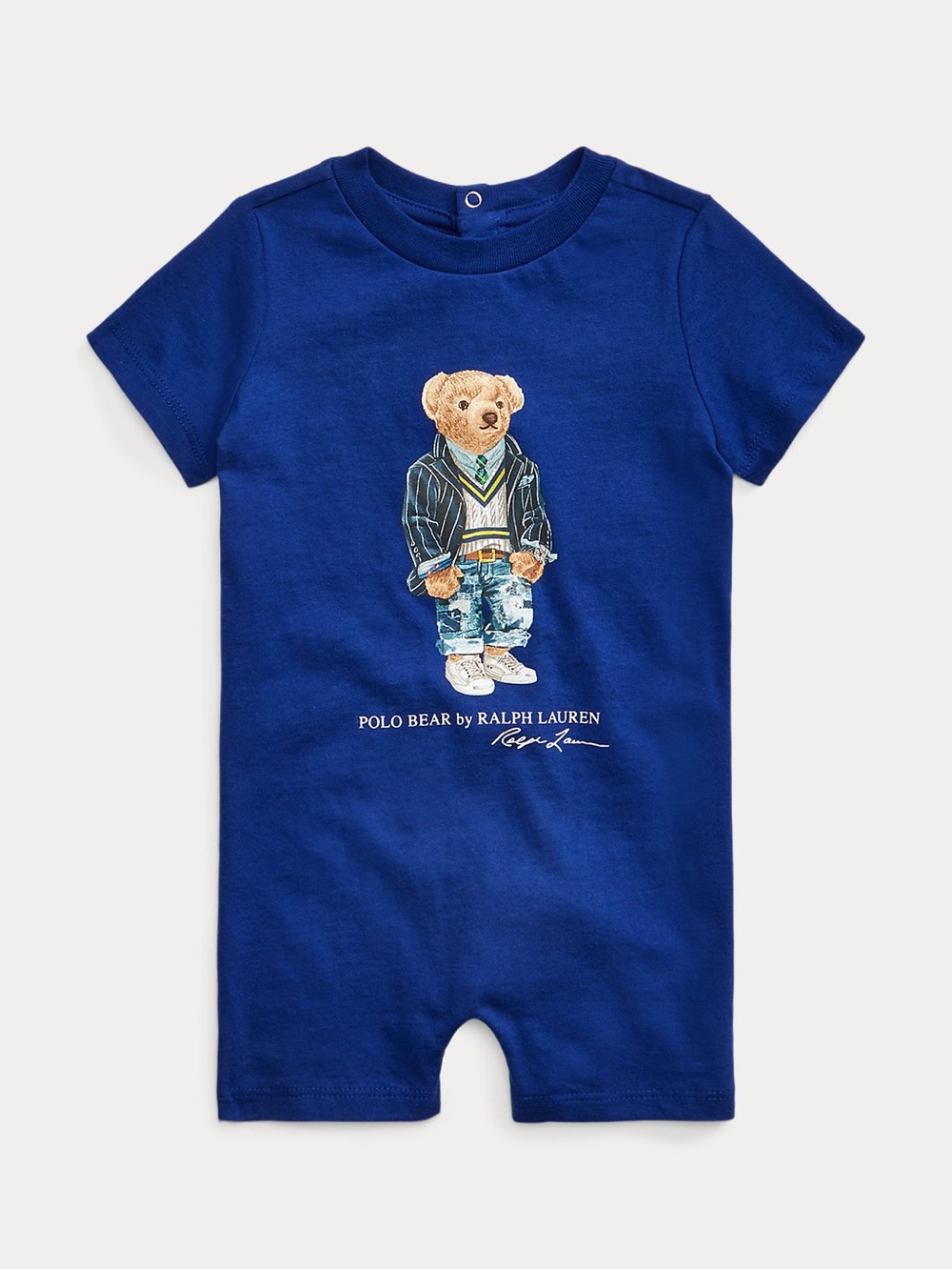 Ralph Lauren Baby Boy Polo Bear 100% Cotton Jersey Shortall One-Piece Romper 9M